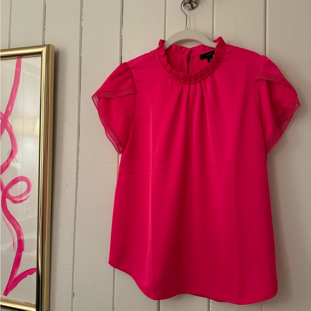 JCrew Hot Pink Satin Like Top. Ladies size Small